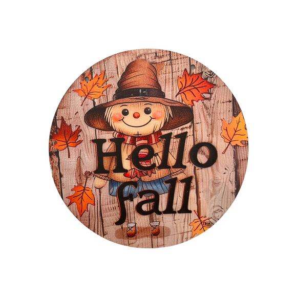Fall Scarecrow Wreath Making Kit | Hello Fall Sign Leaves & Coordinating Ribbons - Picture 2 of 7